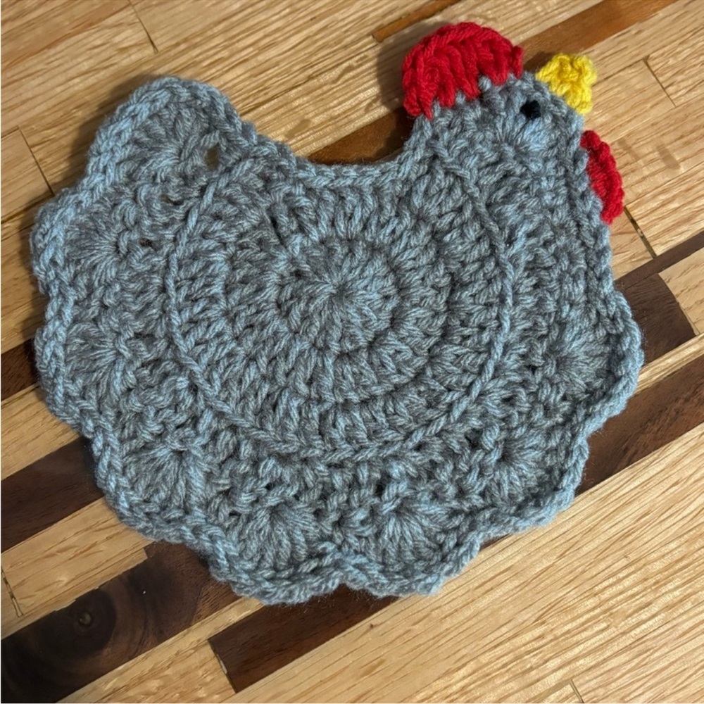Set of 2! Homemade crochet chicken coasters - Picture 2 of 4